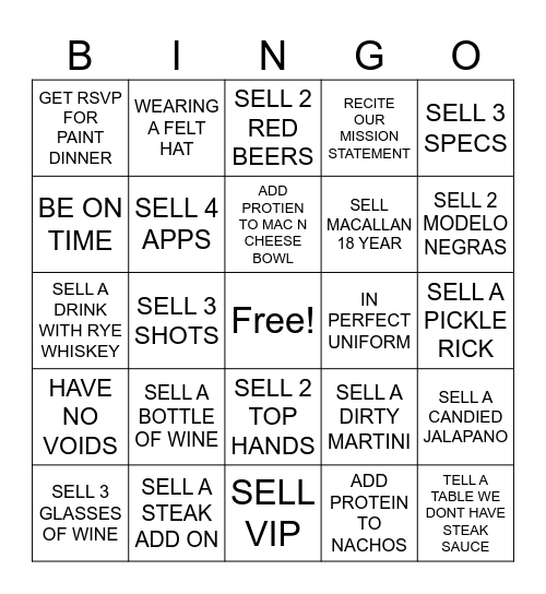 WHC SERVER BINGO Card