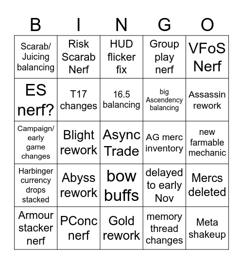 Poe 3.27 Bingo Card