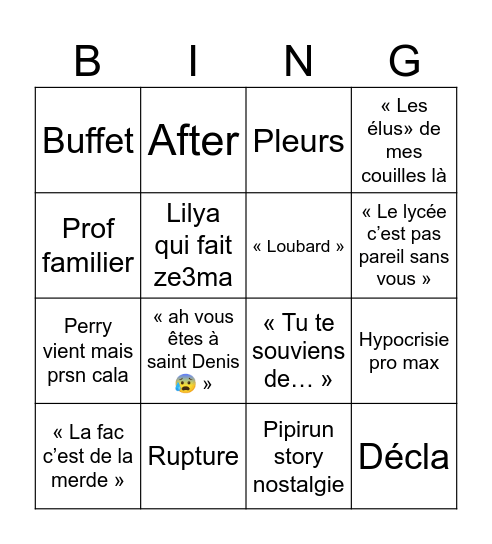 Remise du bac Bingo Card