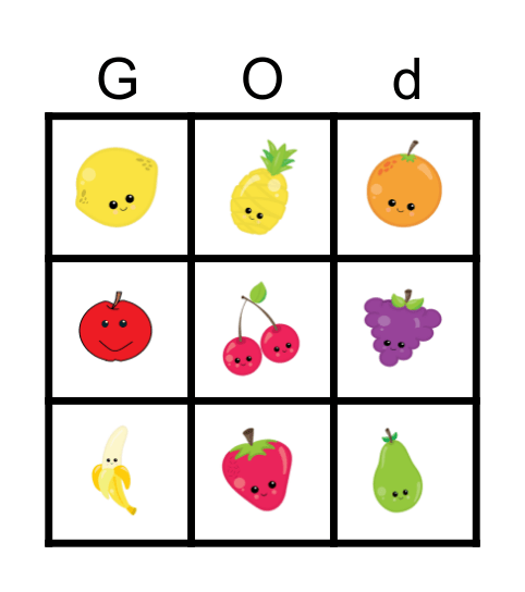 Fruits of the Spirit Bingo Card