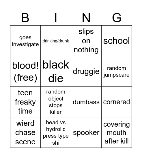 spooky bingo Card