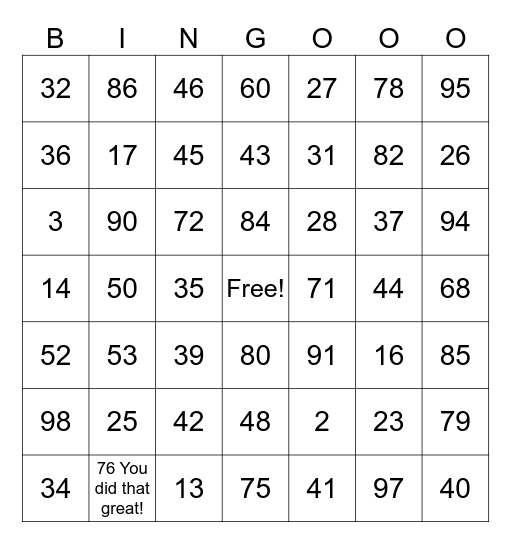 Kind Quote Bingo Card