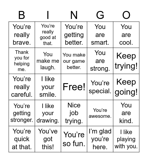 Kind Quote Bingo V2 Bingo Card