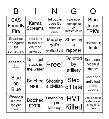 4th RB Bingo Card