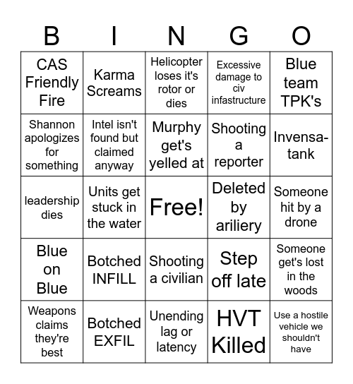 4th RB Bingo Card
