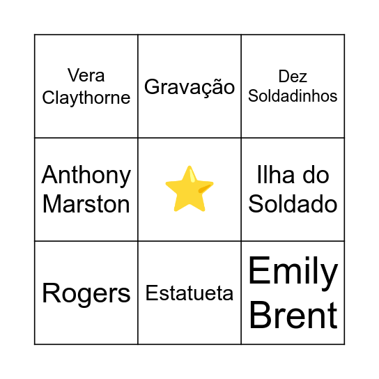 Bingo "E não sobrou nenhum" Bingo Card