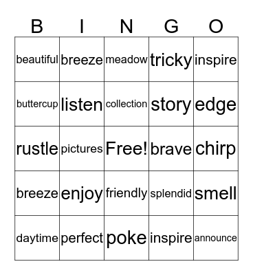 Rocket Writes a Story Bingo Card