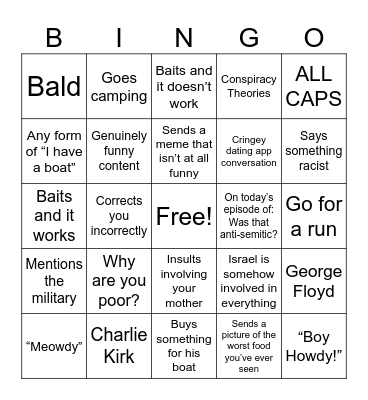 Conner Wright Bingo Card