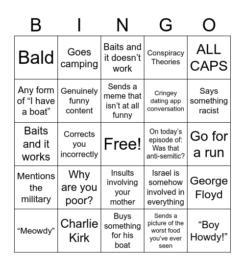 Conner Wright Bingo Card