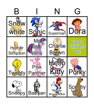 Cartoon Bingo Card