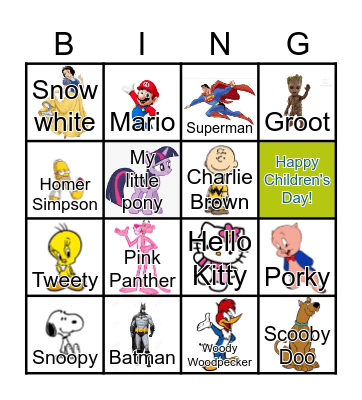 Cartoon Bingo Card