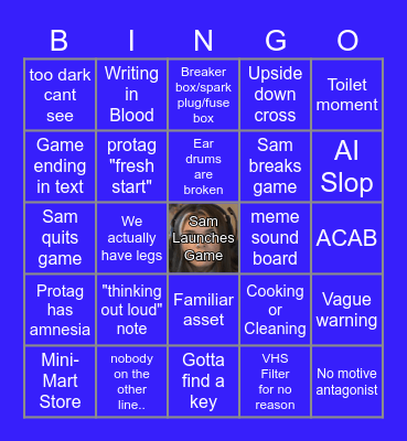 Indie Horror Game Bingo Card
