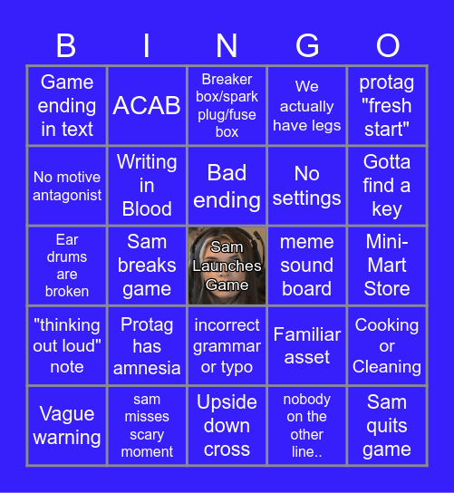 Indie Horror Game Bingo Card