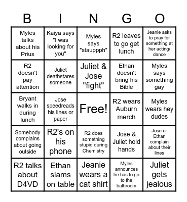CLASS BINGO Card