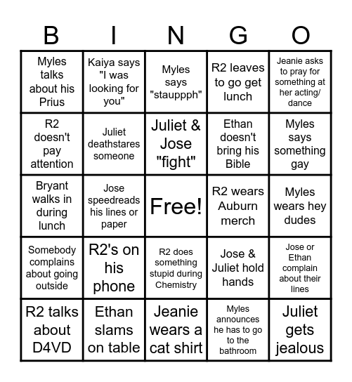 CLASS BINGO Card