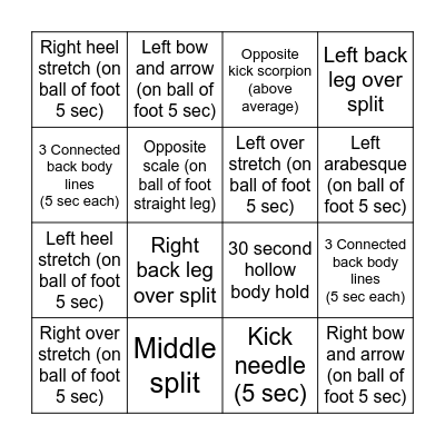 Mariah's Bingo Card Bingo Card