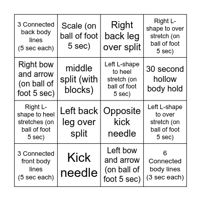 Emma Grady's Bingo Card Bingo Card