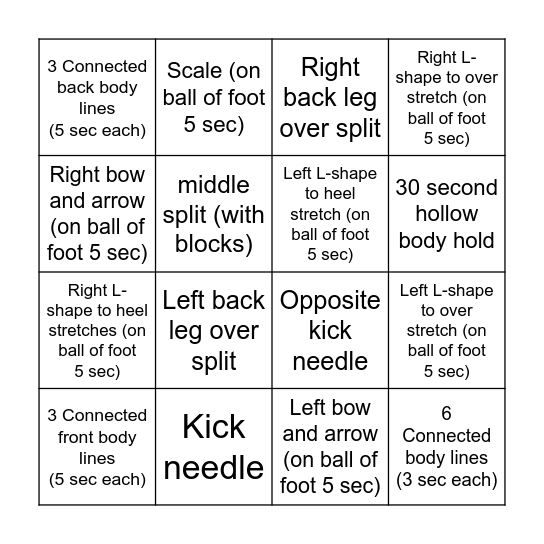 Emma Grady's Bingo Card Bingo Card