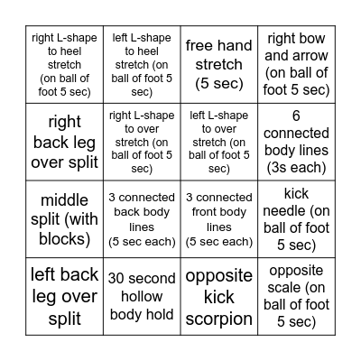 Cadence's Bingo Card Bingo Card