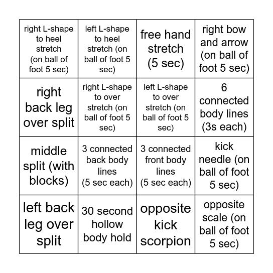 Cadence's Bingo Card Bingo Card