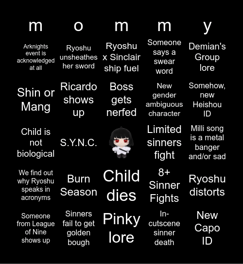 Canto 9 Predictions Bingo Card