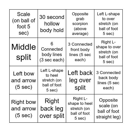 Briella's Bingo Card Bingo Card