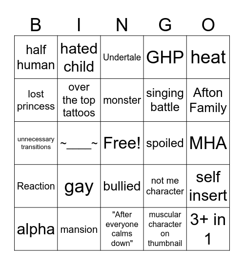 Gacha MM bingo Card