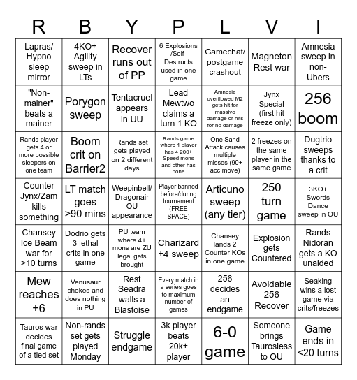 RBYPL VI Bingo V2 Bingo Card