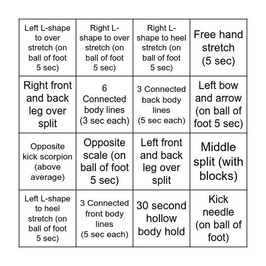 Aubree's Bingo Card Bingo Card