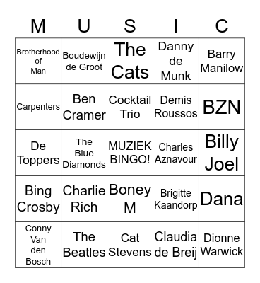 Gouweouden Muziek Bingo Card
