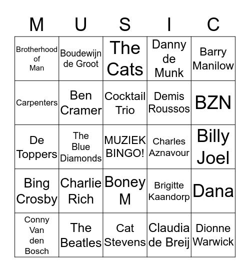 Gouweouden Muziek Bingo Card