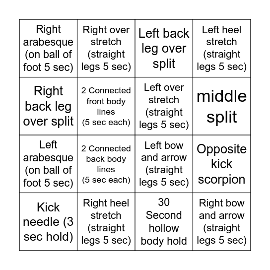 Aryia's Bingo Card Bingo Card