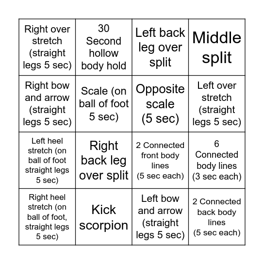 Ava's Bingo Card Bingo Card