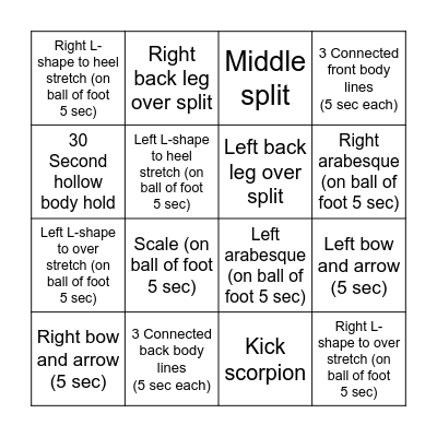 Leila's Bingo Card Bingo Card