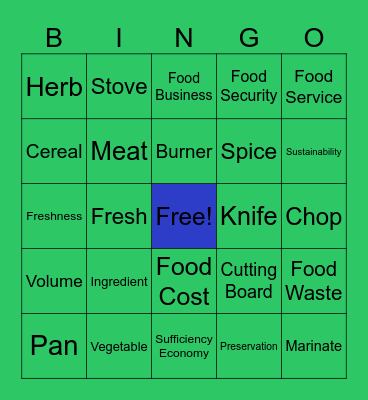FOOD BIGGO Bingo Card