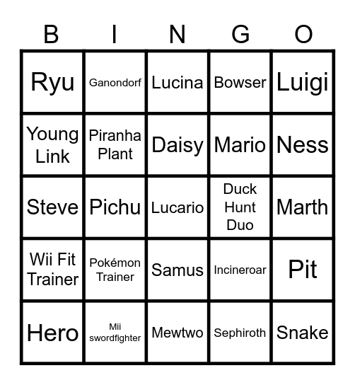 Randomized Smash Bingo 8/10/25 Bingo Card