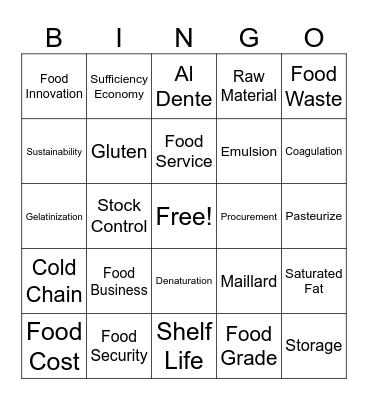 FOOD BIGGO Bingo Card