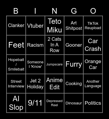 Instagram reel bingo Card