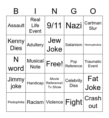 SOUTH PARK BINGO Card