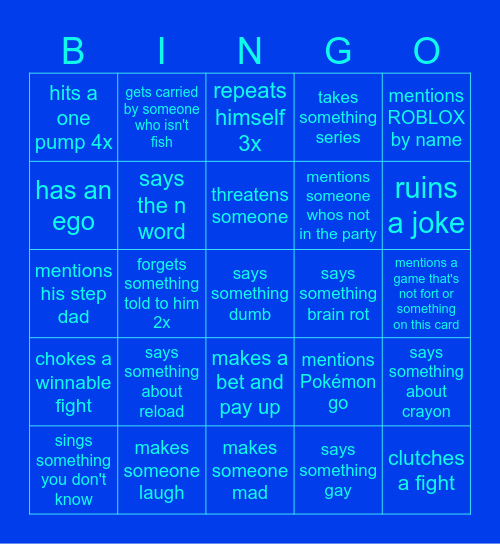 Phoenix Bingo Card