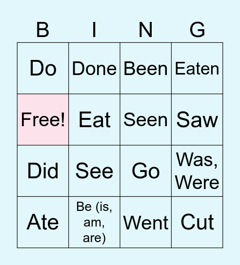 Bingo  กริยา  3  ช่อง Bingo Card