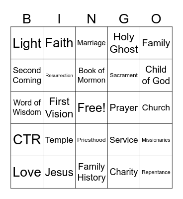 General Confrence Bingo Card