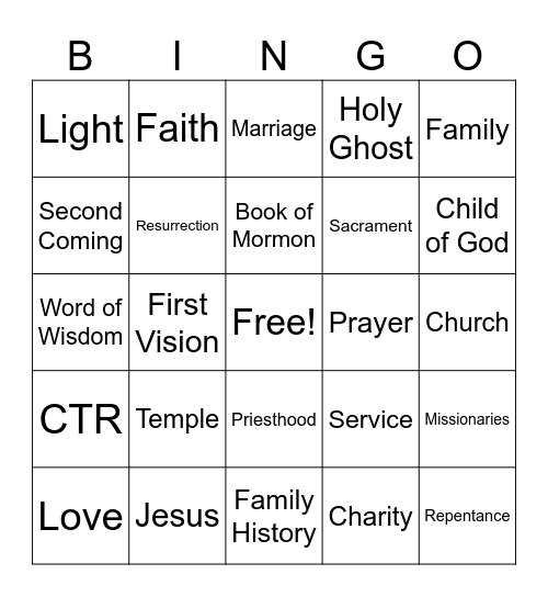 General Confrence Bingo Card