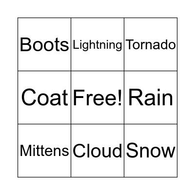 Weather Bingo Card