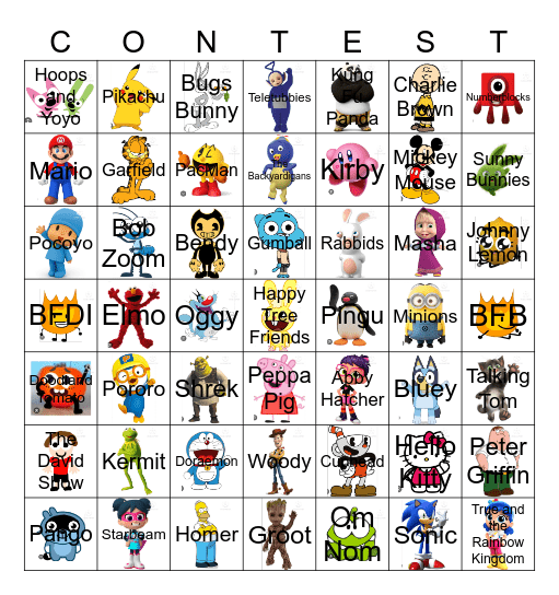 Imsuperdum0iq's Contestants Bingo Card