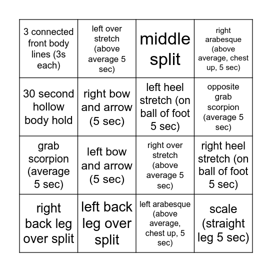 Darianna's Bingo Card Bingo Card