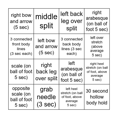 Elaina's Bingo Card Bingo Card