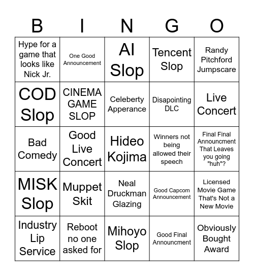 Kieghly's Bingo Card