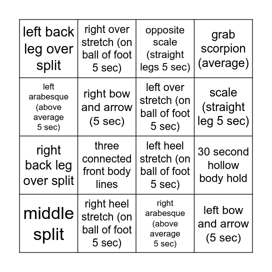 Evie's Bingo Card Bingo Card