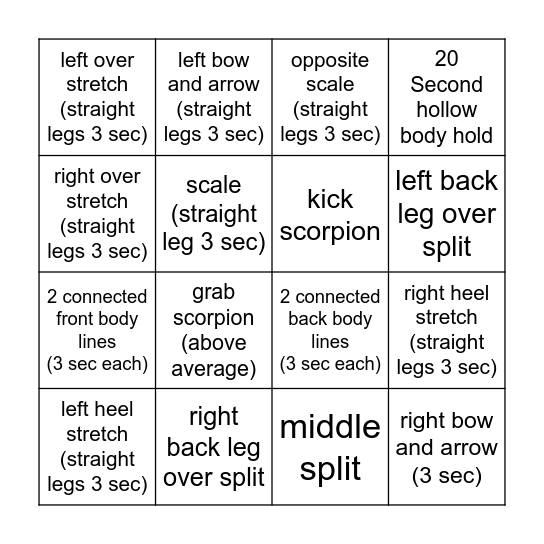 Luna's Bingo Card Bingo Card